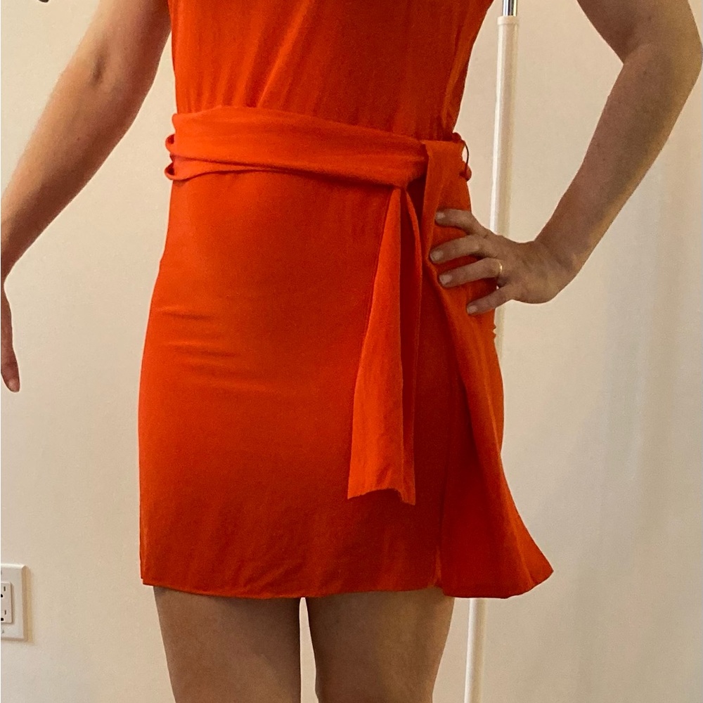 Elegant Coral Silk Dress